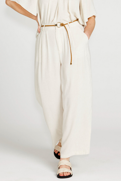 PORTIA ELASTIC WIDE LEG PANTS - Oatmeal – Frankie & Co Clothing