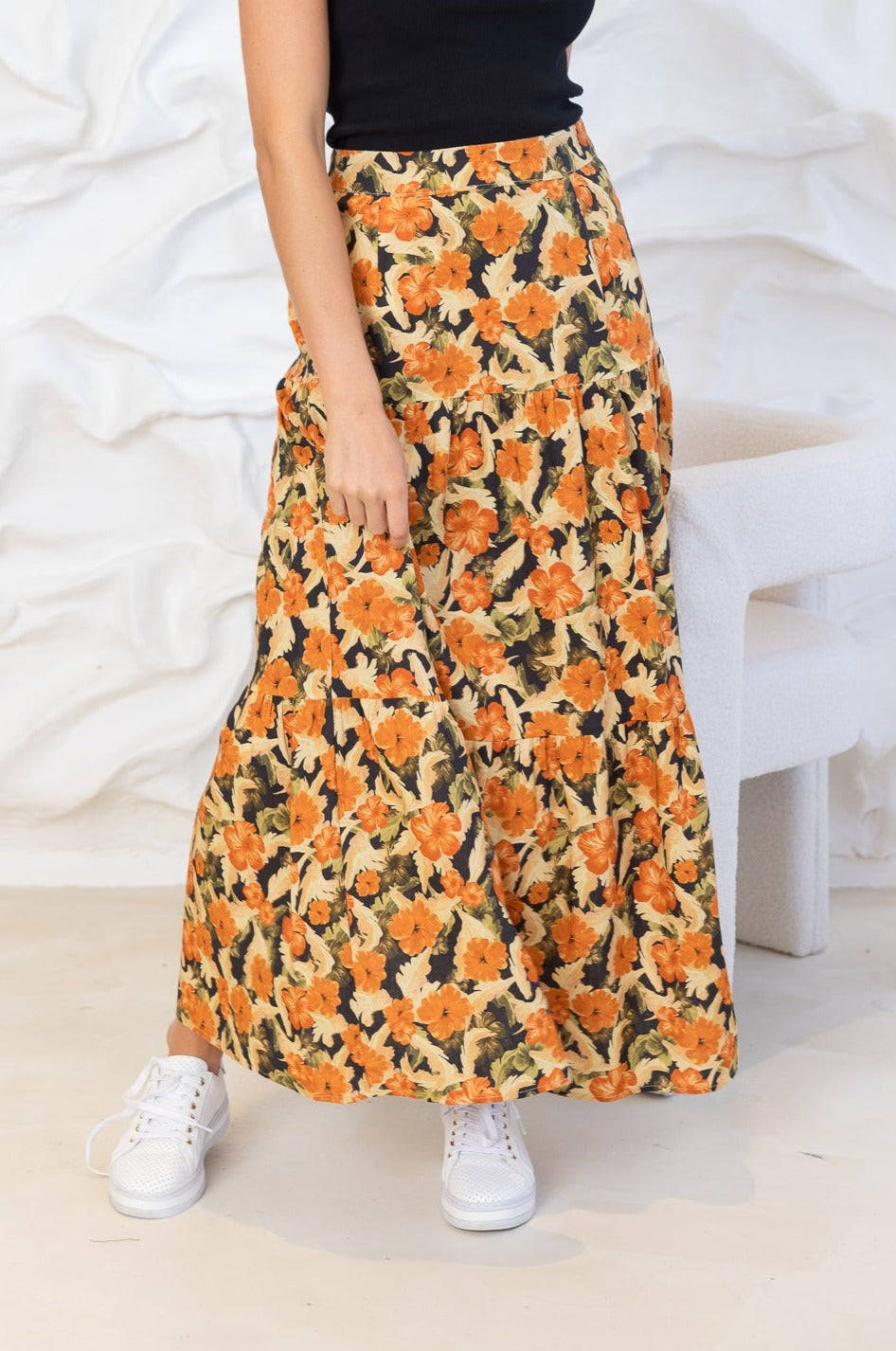 MARGOT FLORAL MAXI SKIRT Print Frankie Co Clothing