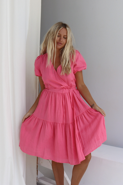 H&m pink wrap on sale dress