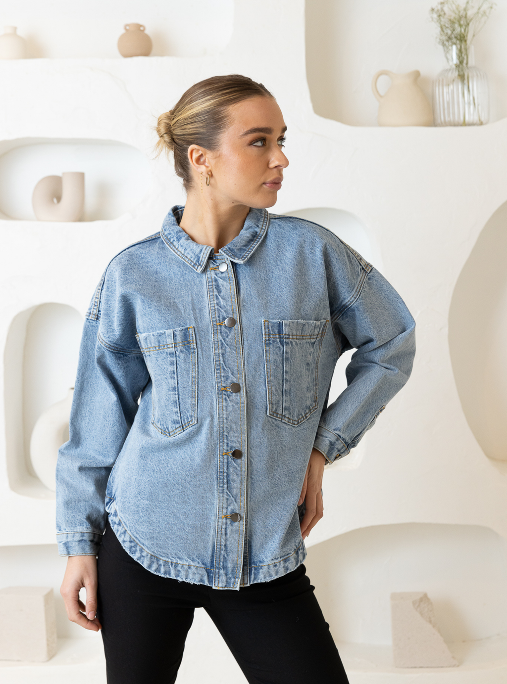 MONA DENIM SHACKET - Blue Wash