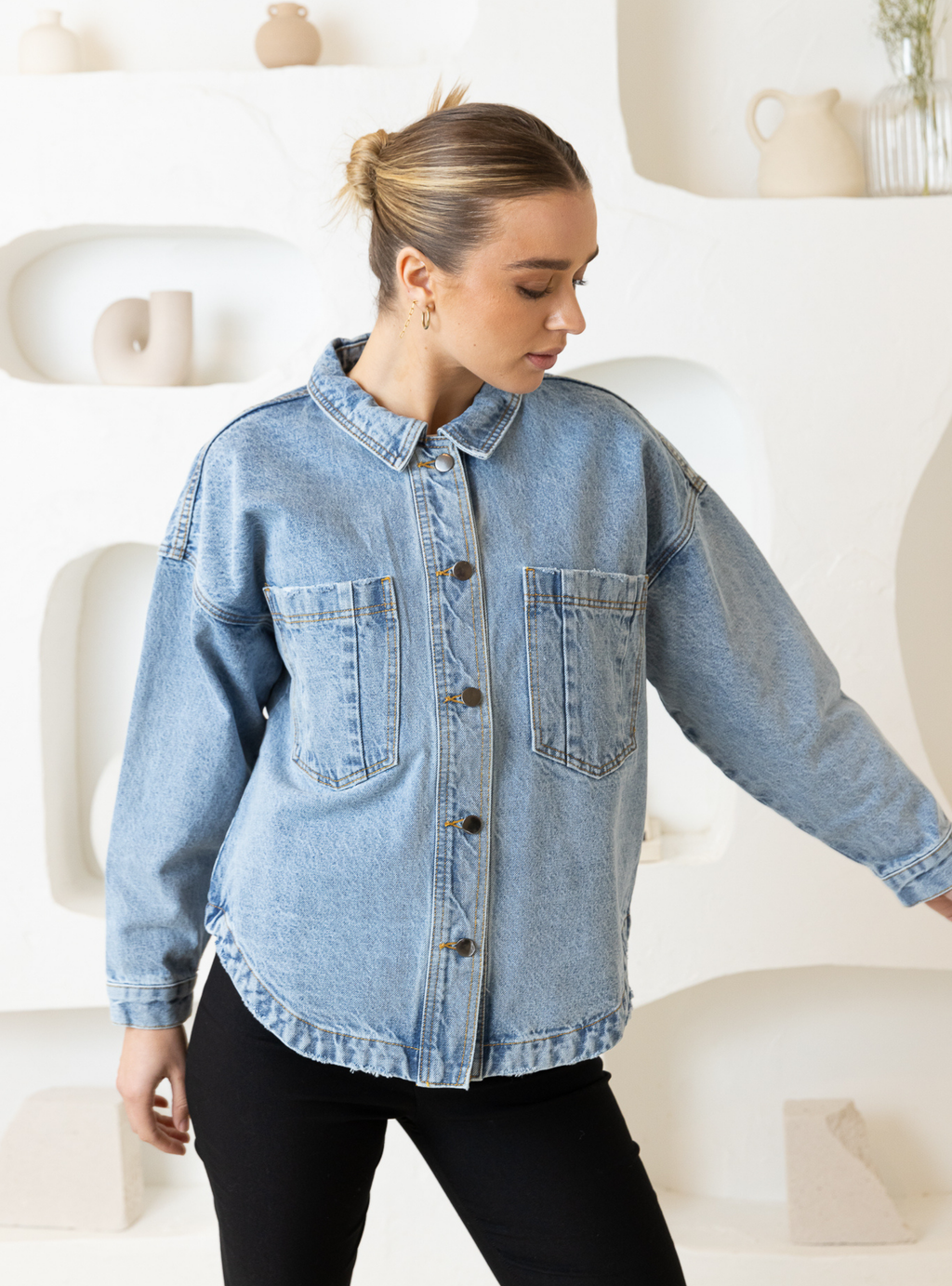 MONA DENIM SHACKET - Blue Wash