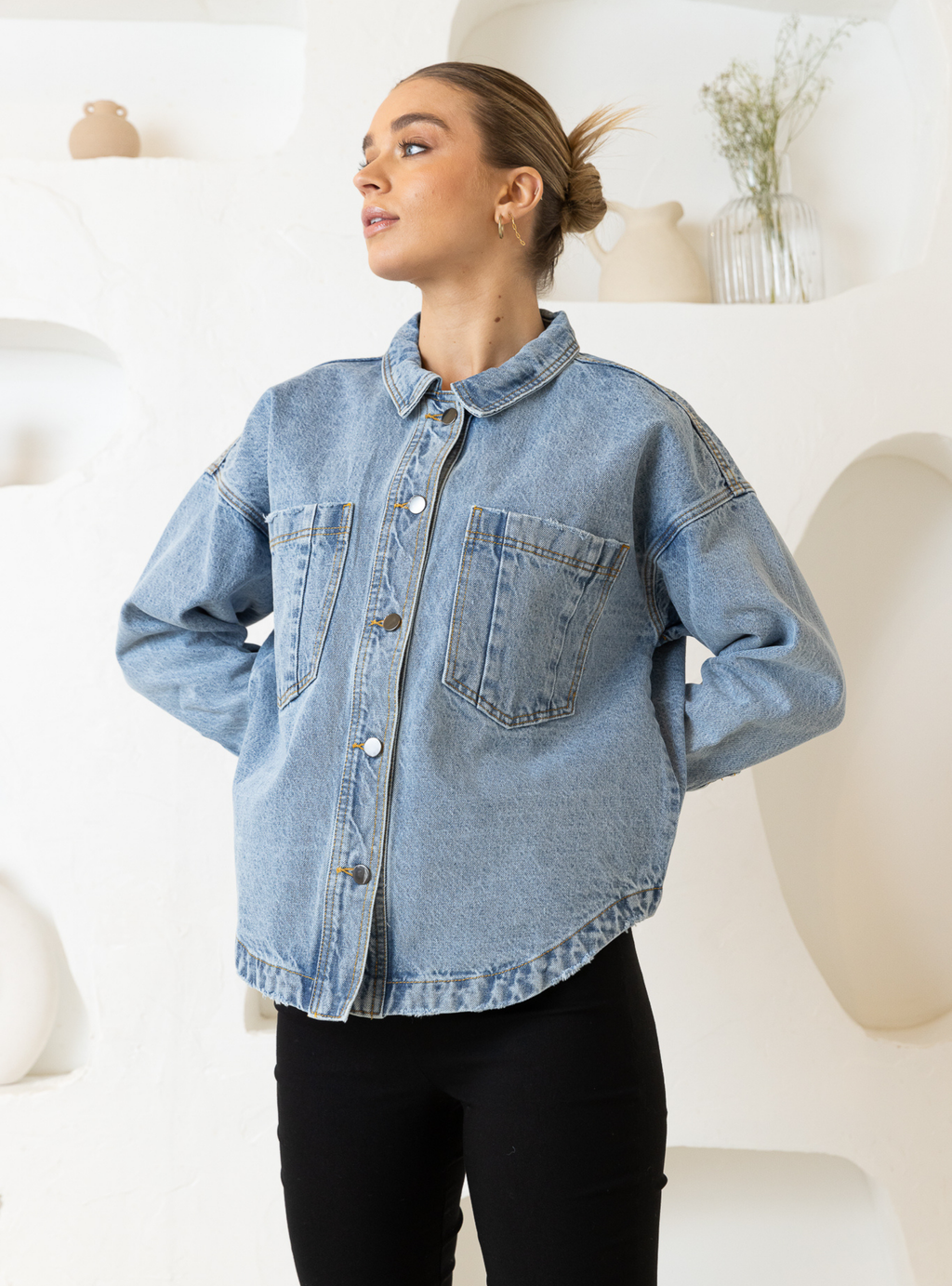 MONA DENIM SHACKET - Blue Wash