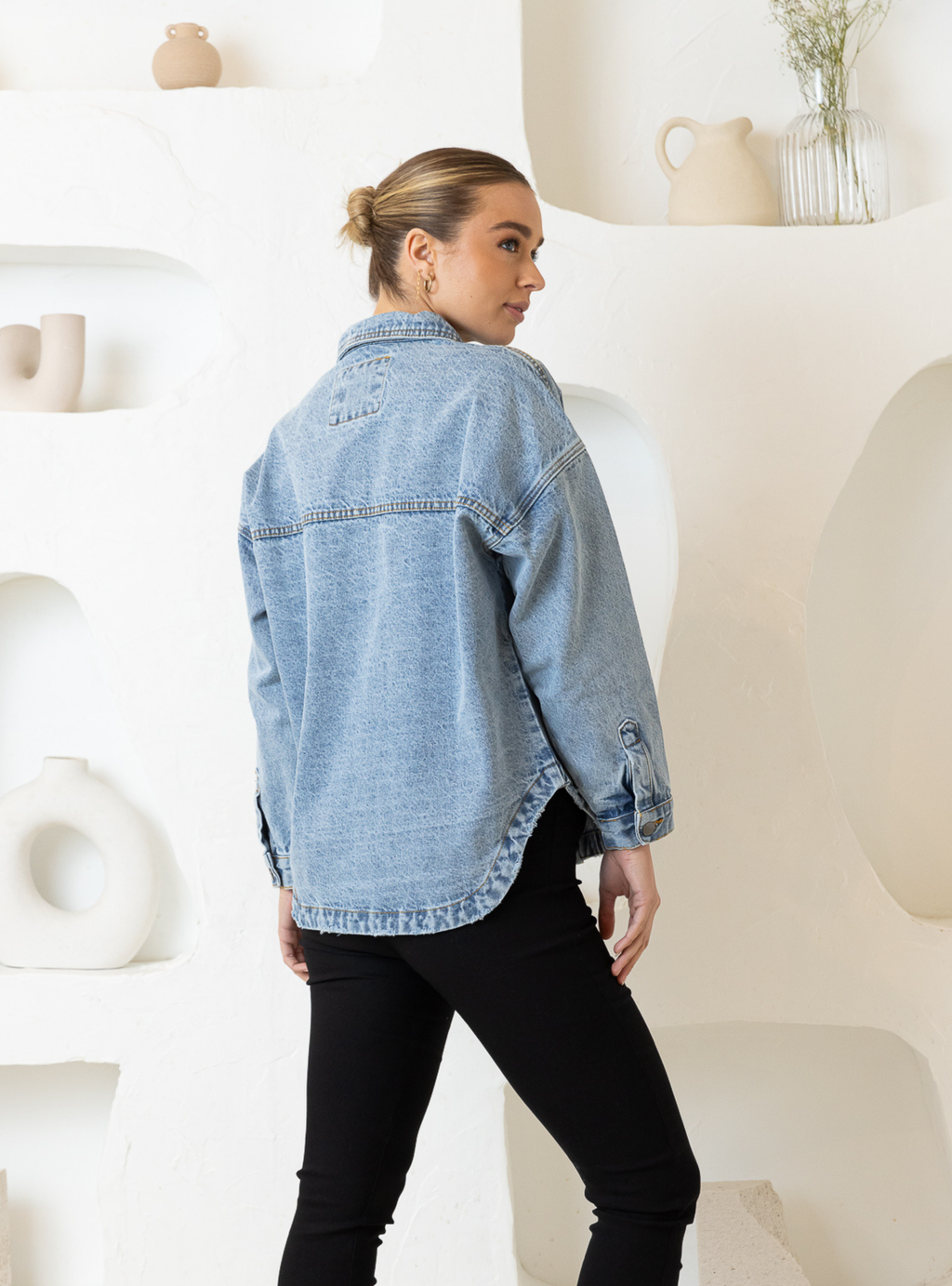 MONA DENIM SHACKET - Blue Wash