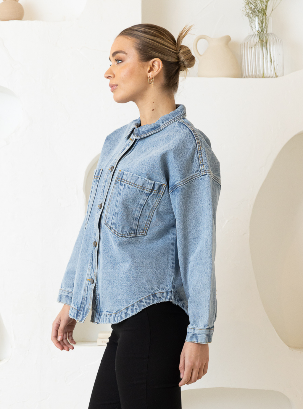 MONA DENIM SHACKET - Blue Wash