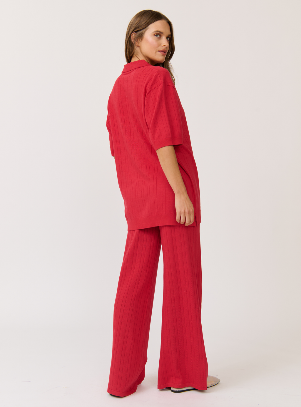 MOLLY RIB KNIT PANT - Cherry Knit