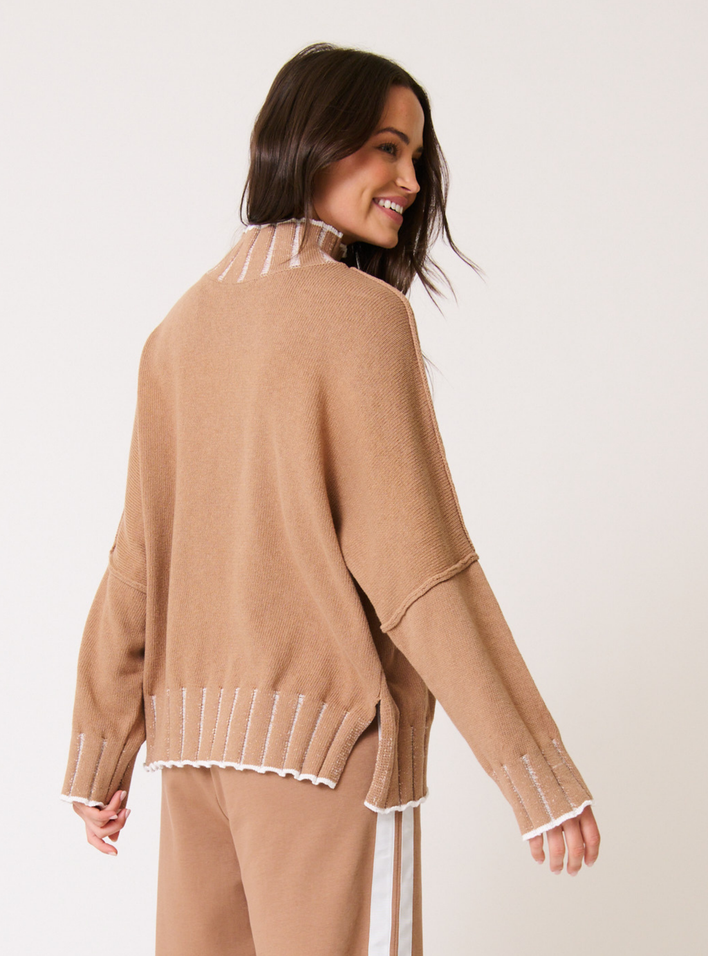 ROMY KNIT SWEATER - Fawn Stripe