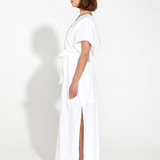 HERITAGE LINEN MAXI DRESS - White