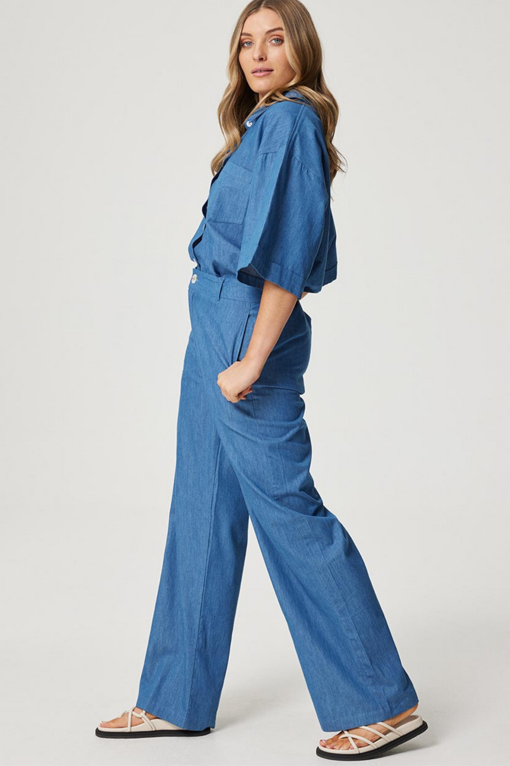 LUCY TROUSER - Denim Chambray