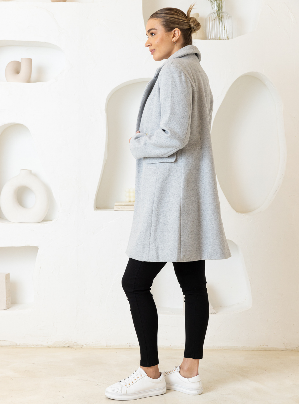 MIETTA COAT - Light Grey Marle