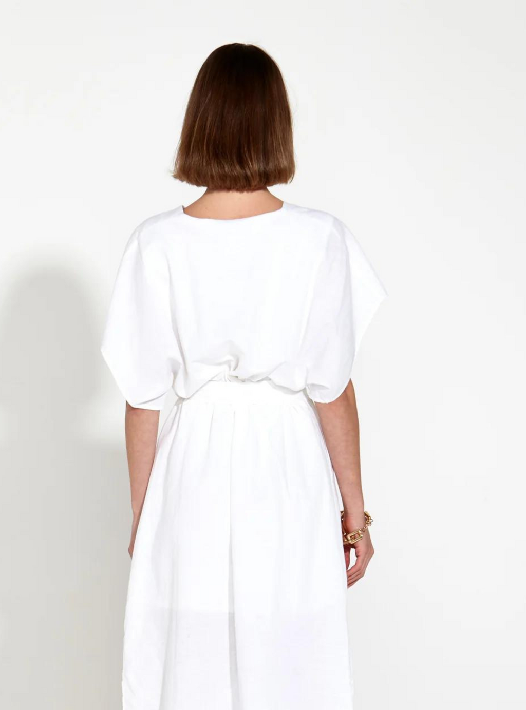 HERITAGE LINEN MAXI DRESS - White