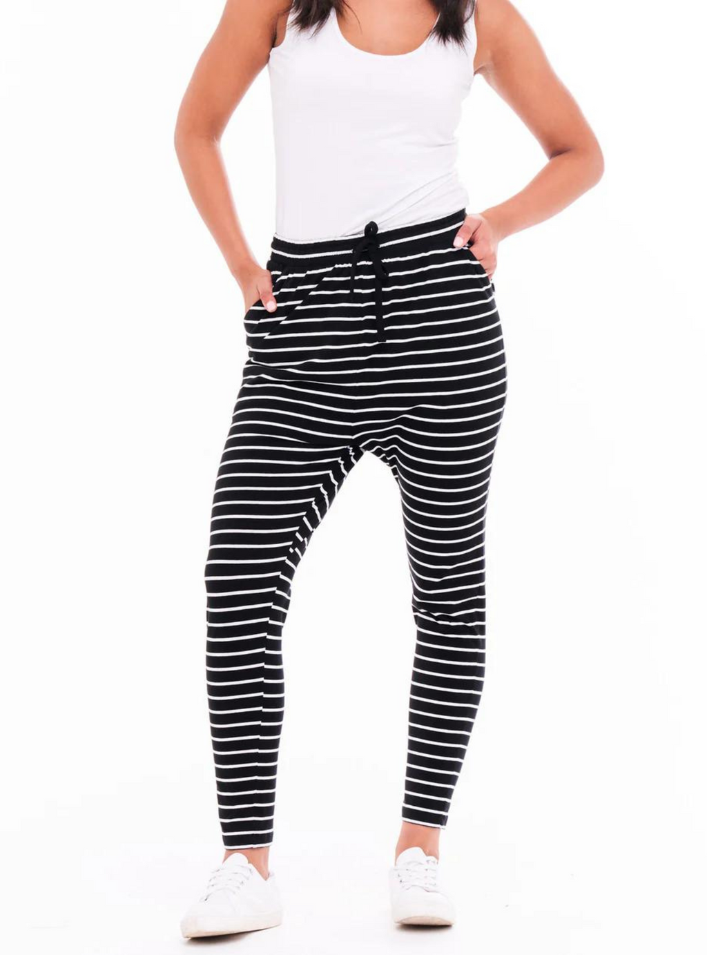 JADE PANT - Black/White Stripe