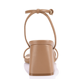 STEVIE BLOCK HEEL SANDALS - Dark Camel