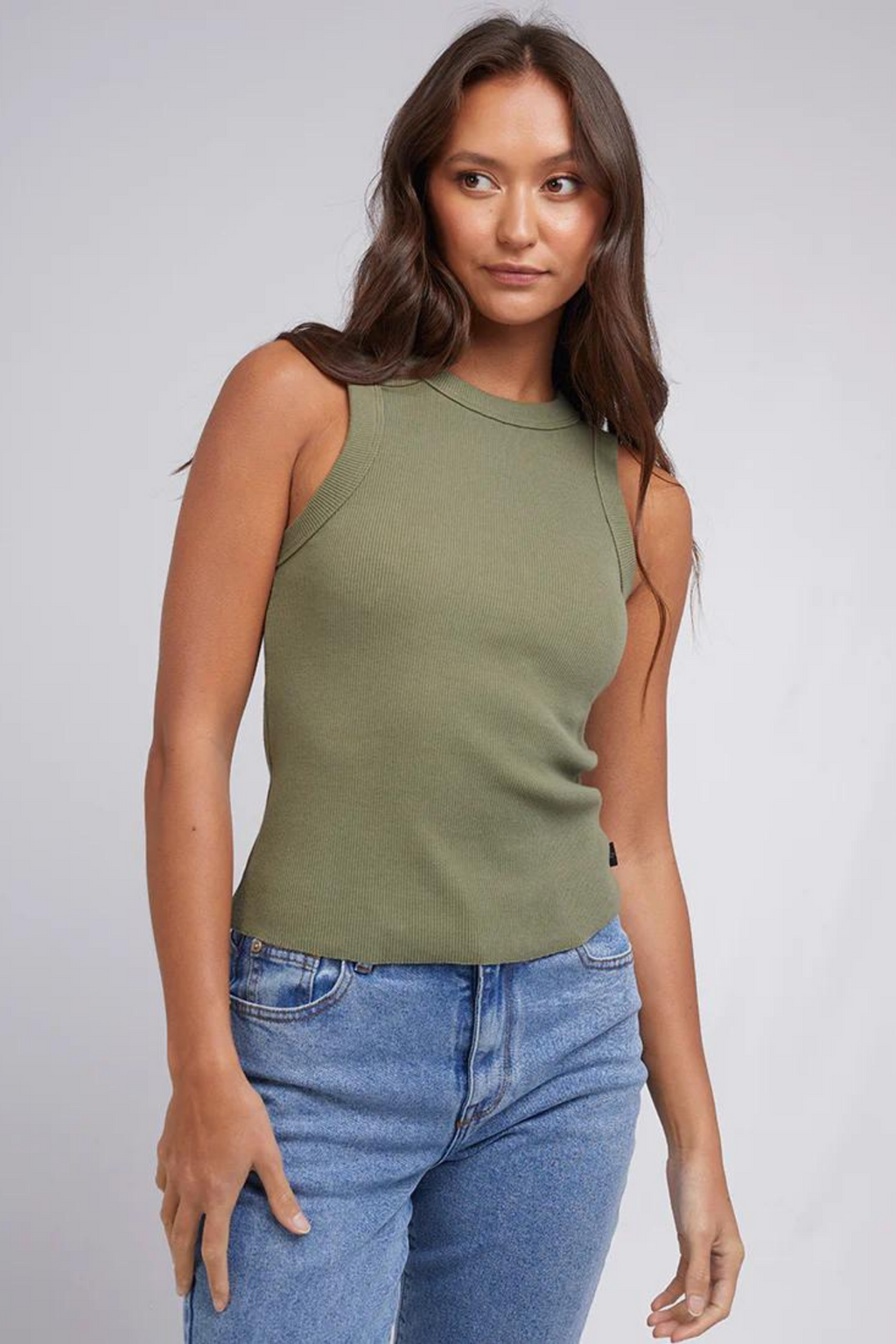 Staple Style Olive Green Ribbed Tank Top