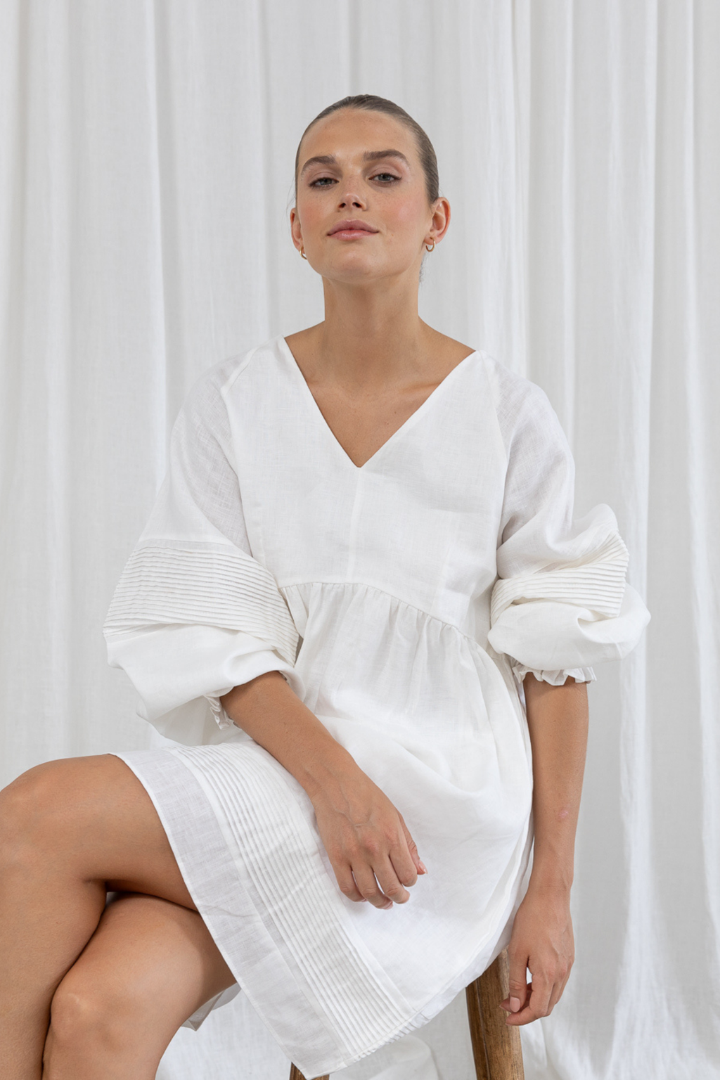STEVIE LINEN DRESS - White