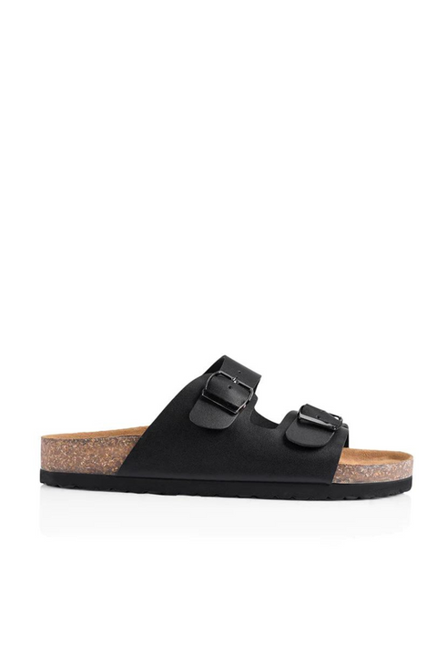 XYLO FOOTBED SLIDES - Black Smooth