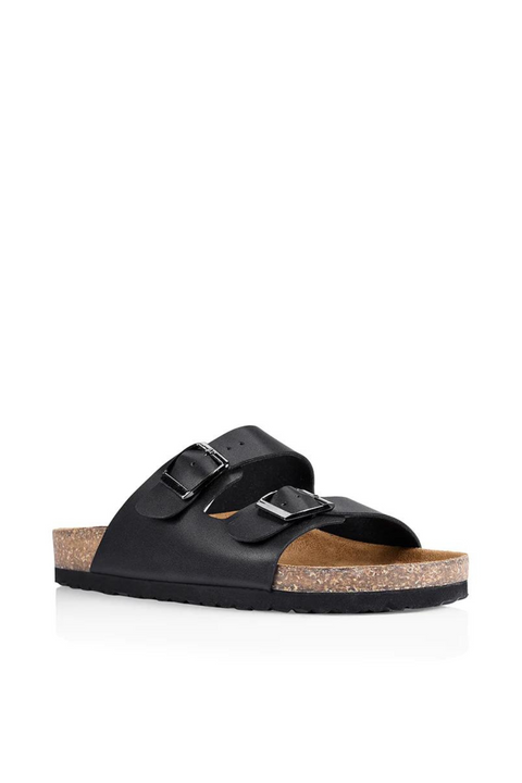 XYLO FOOTBED SLIDES - Black Smooth