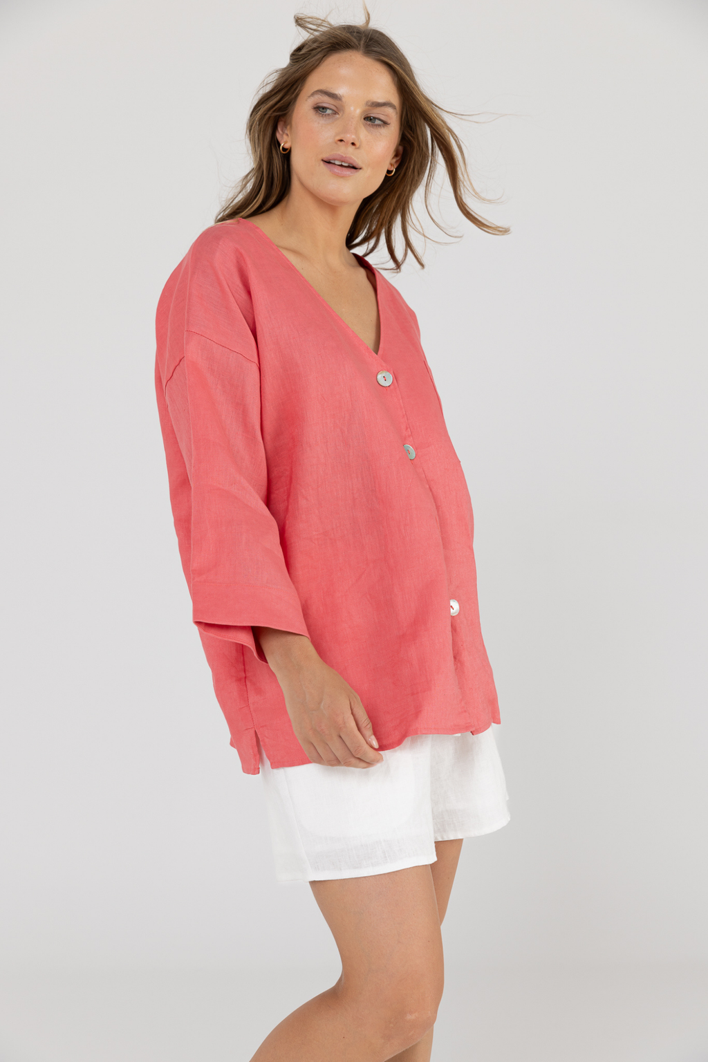 SAMMY LINEN SHIRT - Pomegranate