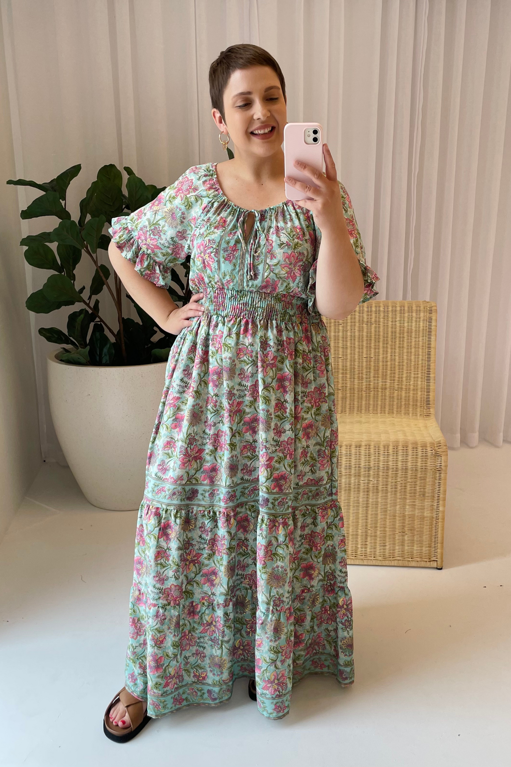 Sage floral 2025 maxi dress