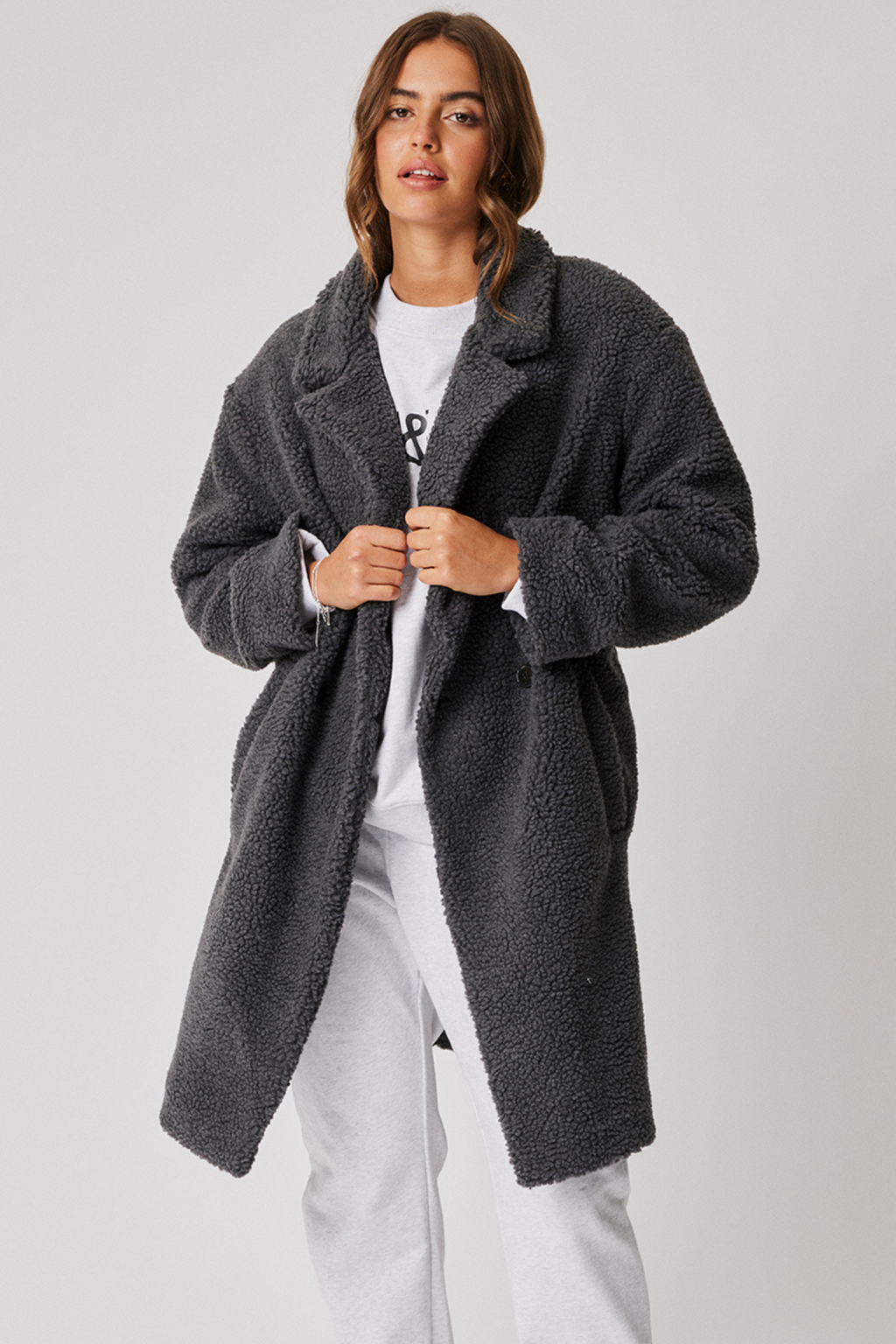Charcoal sales teddy coat