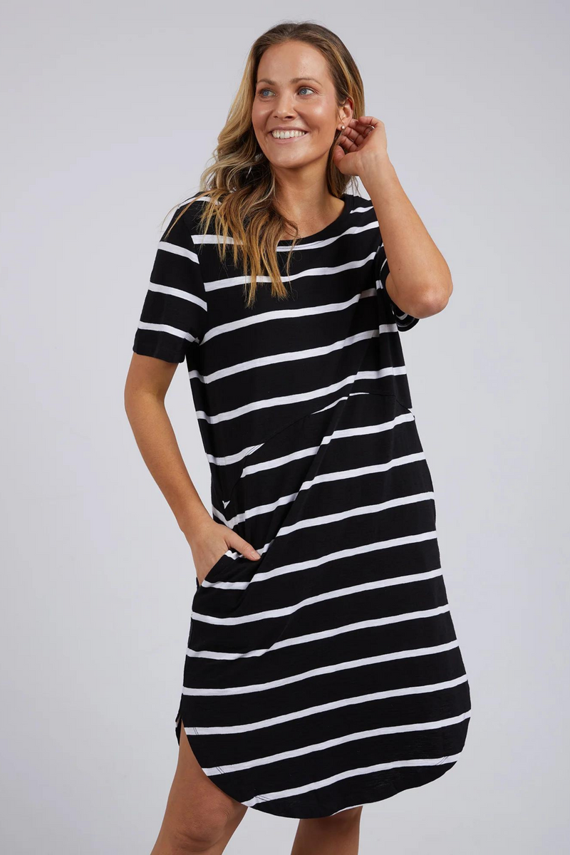 BAY STRIPE DRESS - Black/White Stripe