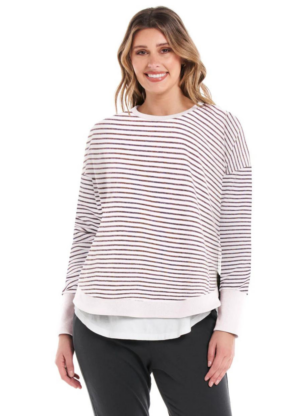 LUCY FRENCH TERRY SWEAT - Awning Stripe