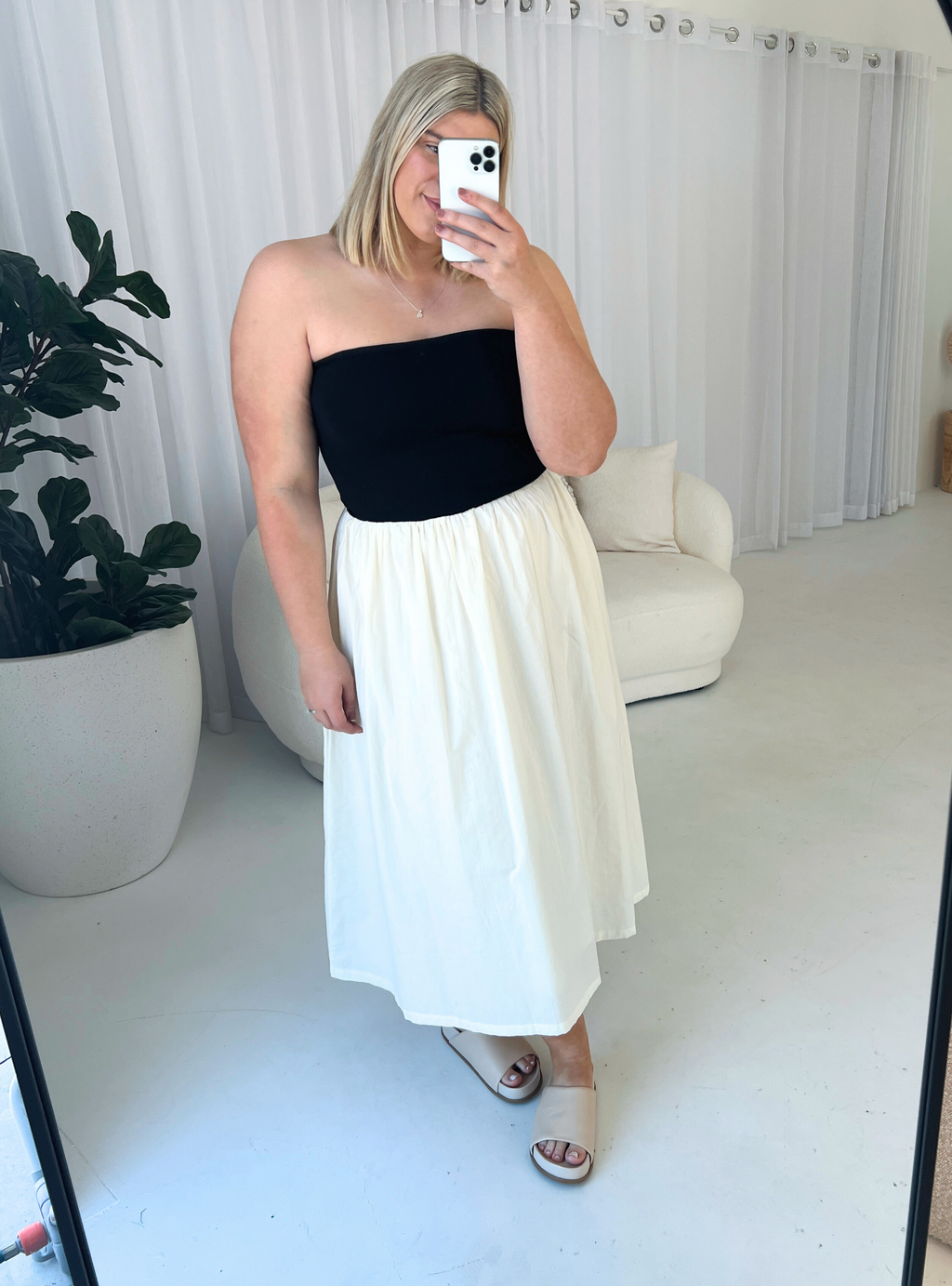 RAYE STRAPLESS MAXI DRESS - Black/White