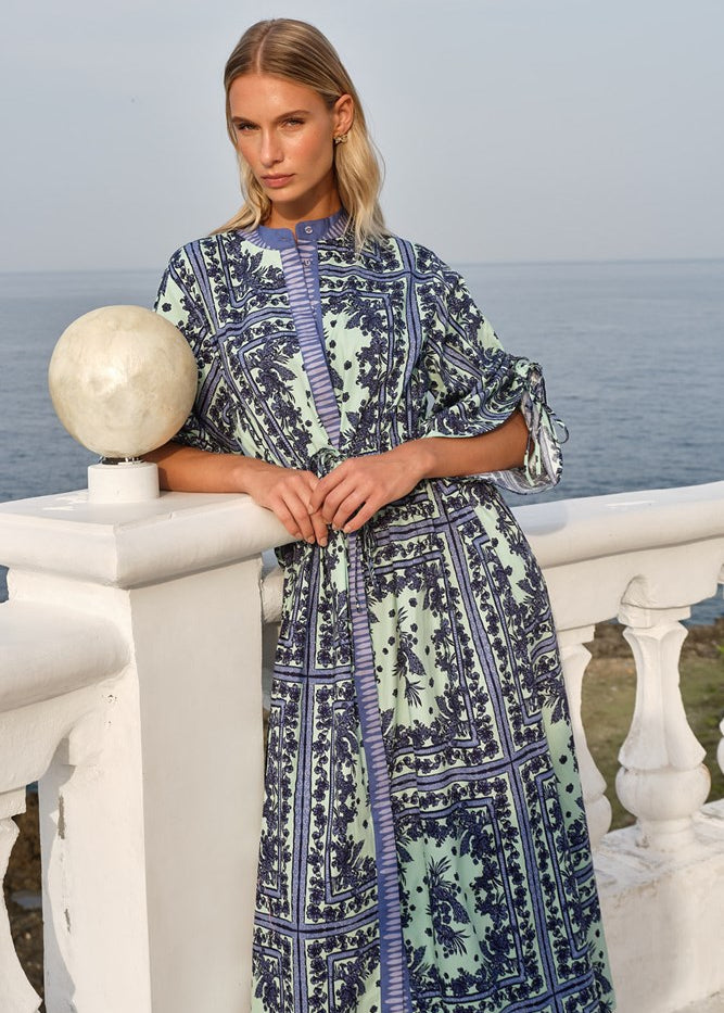 Dominica Dress - Mint/Navy