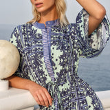 Dominica Dress - Mint/Navy