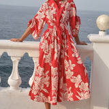 Dominica Dress - Red/Cream