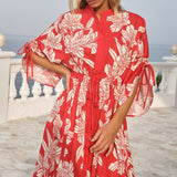 Dominica Dress - Red/Cream