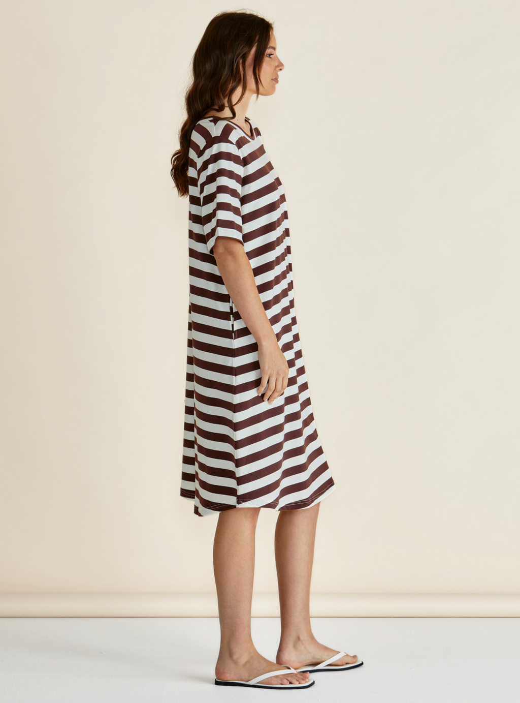 ELOISE T-SHIRT DRESS - Brown Stripe