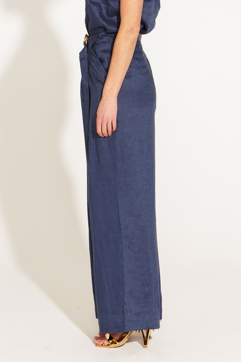 A WALK IN THE PARK HIGH WAISTED WIDE LEG PANT - Navy