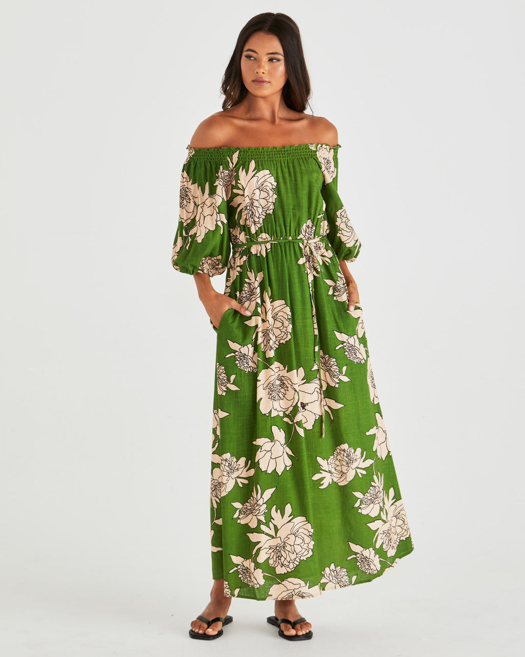ANTONIE OFF SHOULDER DRESS - Moonflower