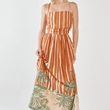 MINA STRAPLESS DRESS - Palm Stripe