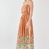MINA STRAPLESS DRESS - Palm Stripe