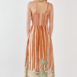MINA STRAPLESS DRESS - Palm Stripe