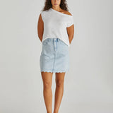 VALE SCALLOPED DENIM SKIRT - Bleach