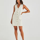SABINE DENIM VEST DRESS - Parchment Wash