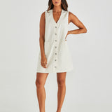 SABINE DENIM VEST DRESS - Parchment Wash