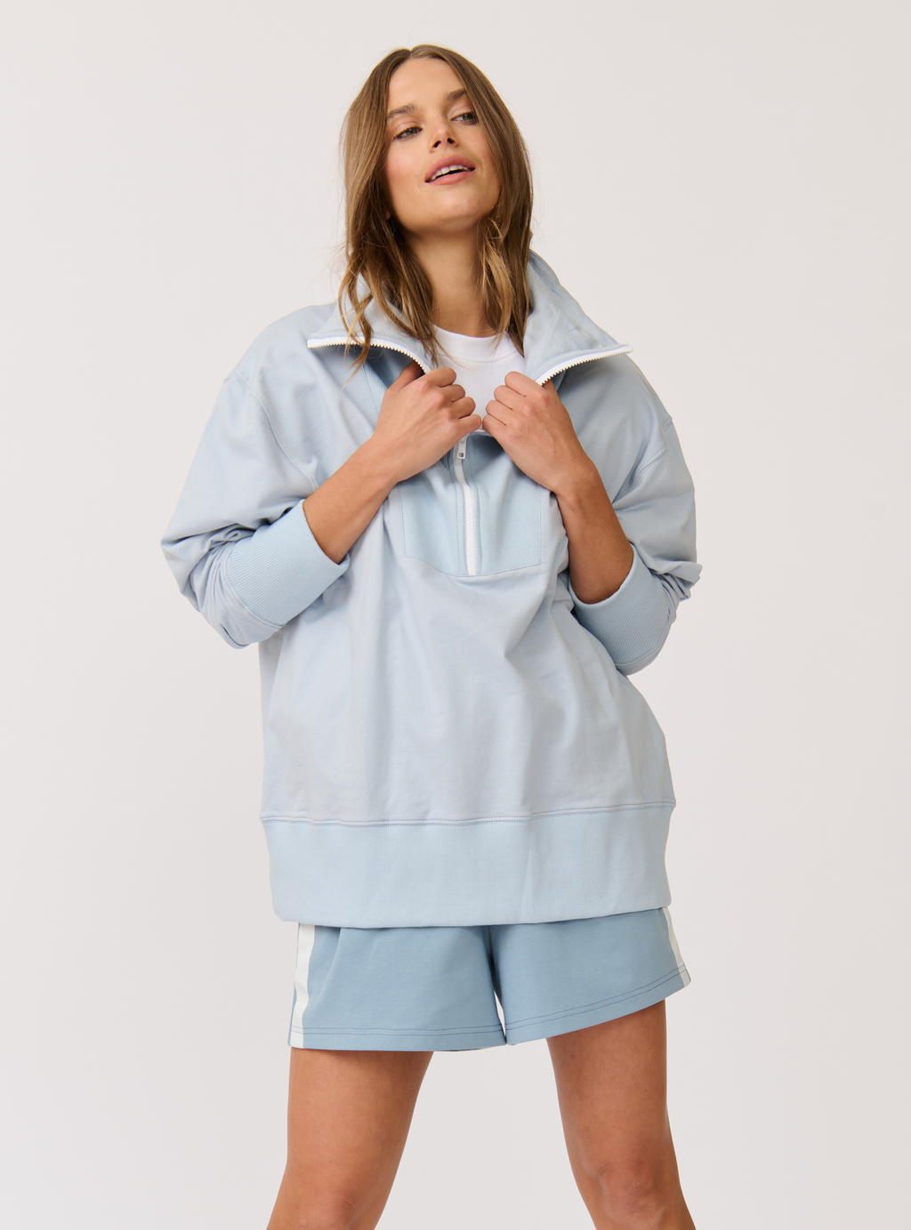 NOVA HALF ZIP SWEATER - Sky