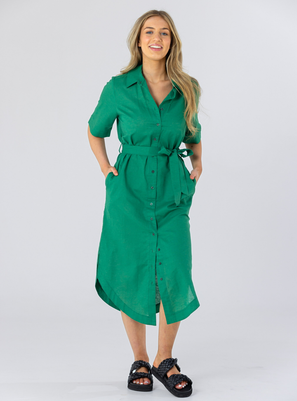 VICTORIA SHIRT DRESS - Emerald