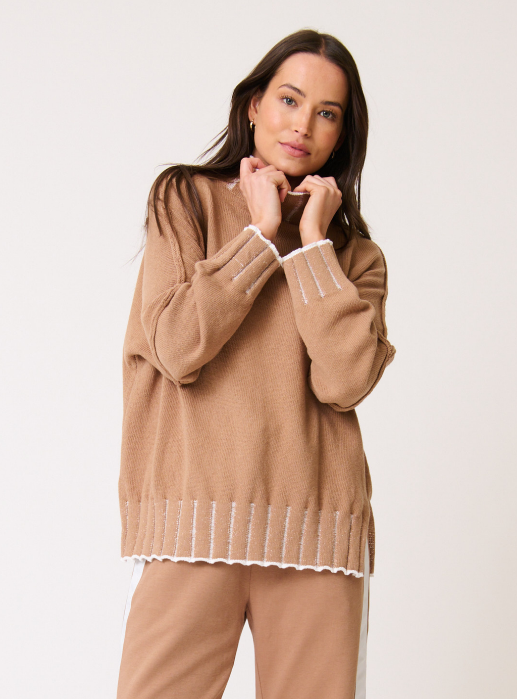 ROMY KNIT SWEATER - Fawn Stripe