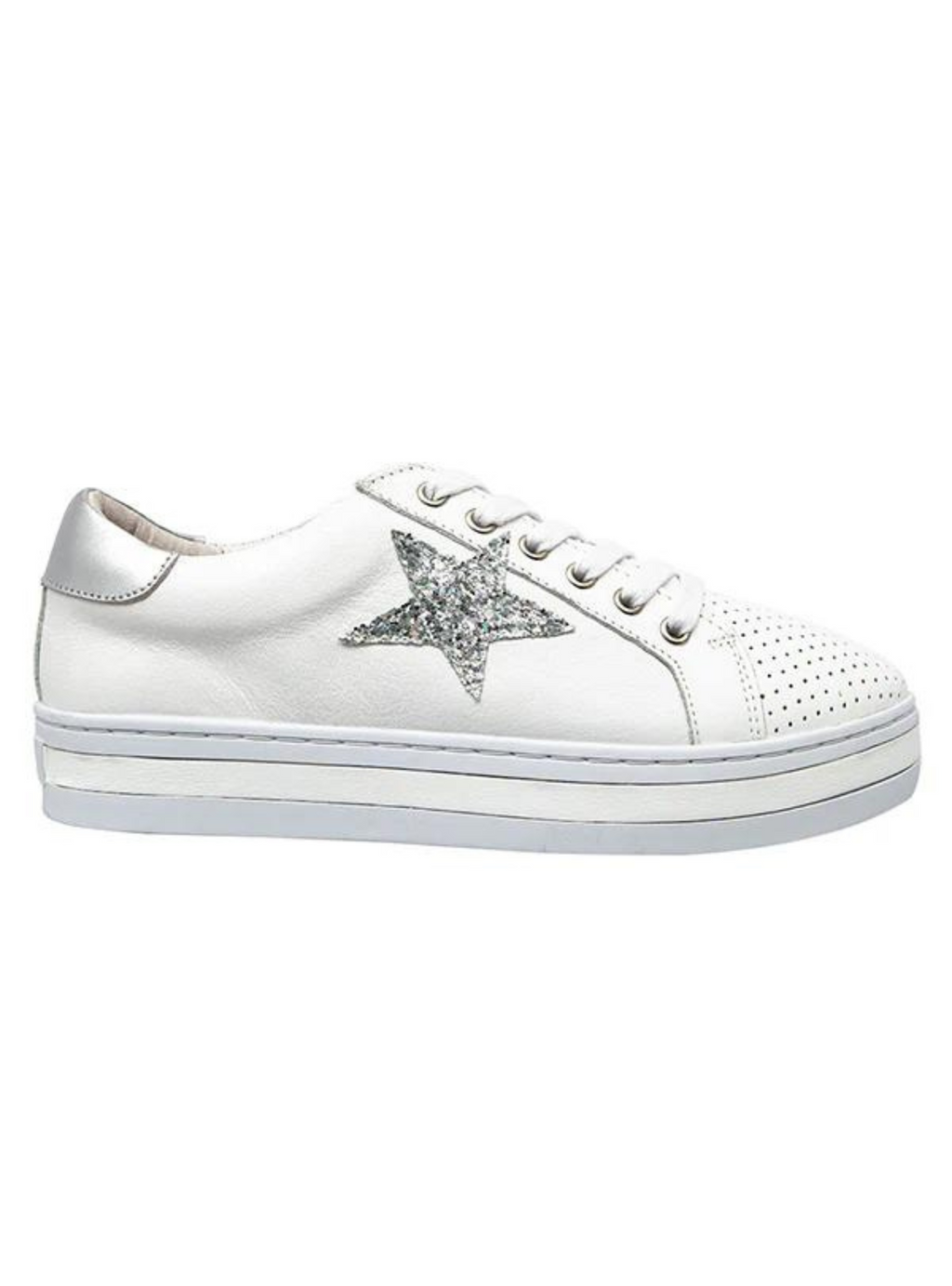 PIXIE SNEAKER - White/Silver Glitter