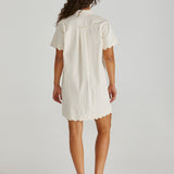 VALE SCALLOPED DENIM DRESS - Parchment