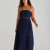 KALI BRODERIE DRESS - Navy