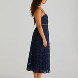 KALI BRODERIE DRESS - Navy