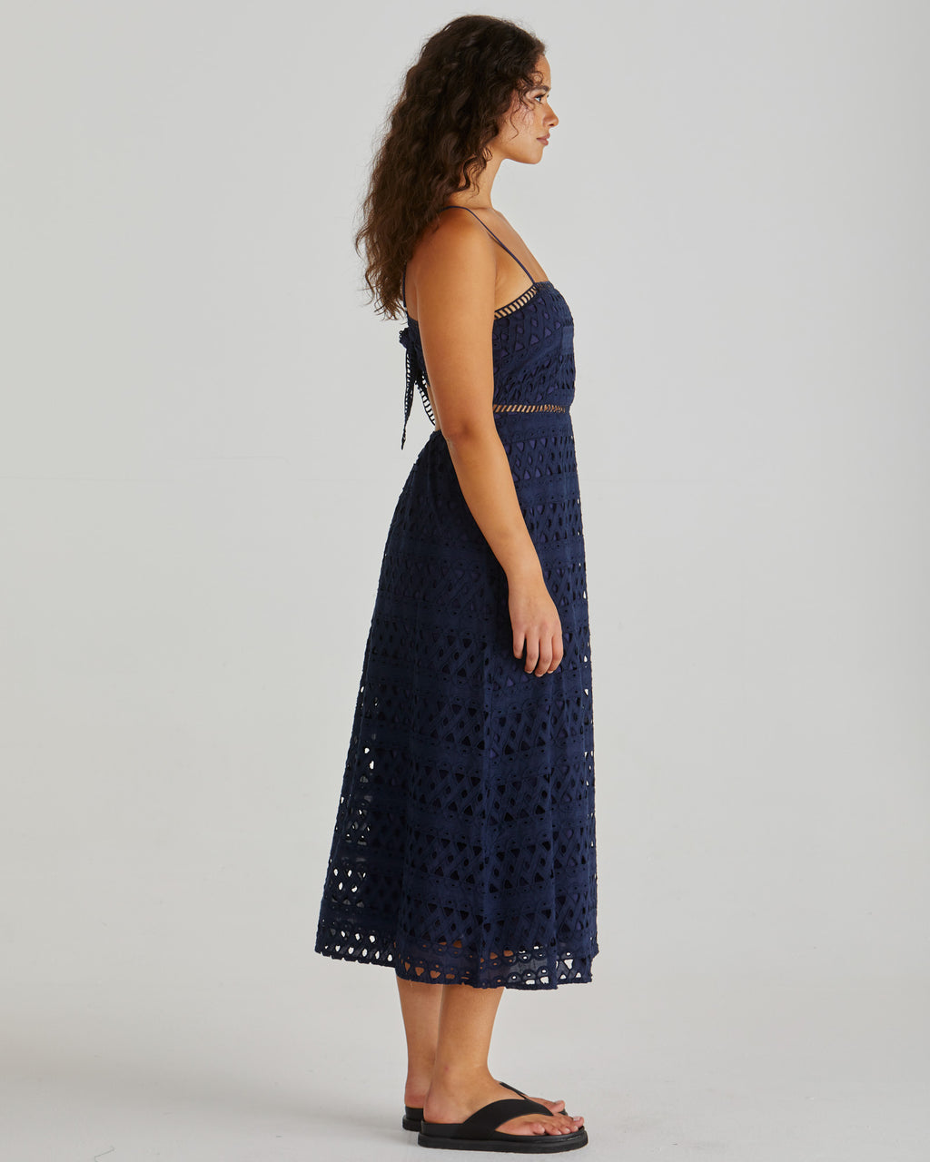 KALI BRODERIE DRESS - Navy