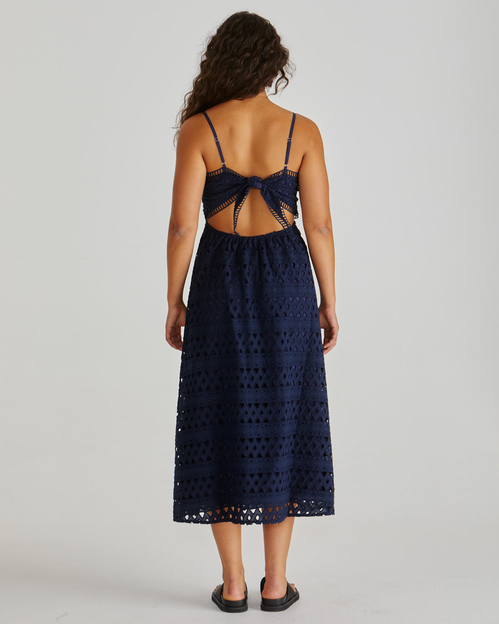 KALI BRODERIE DRESS - Navy