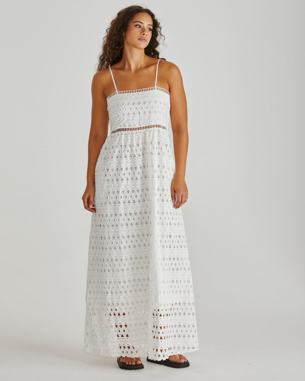 KALI BRODERIE DRESS - White