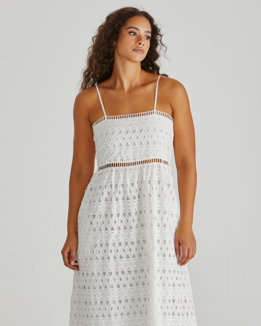 KALI BRODERIE DRESS - White